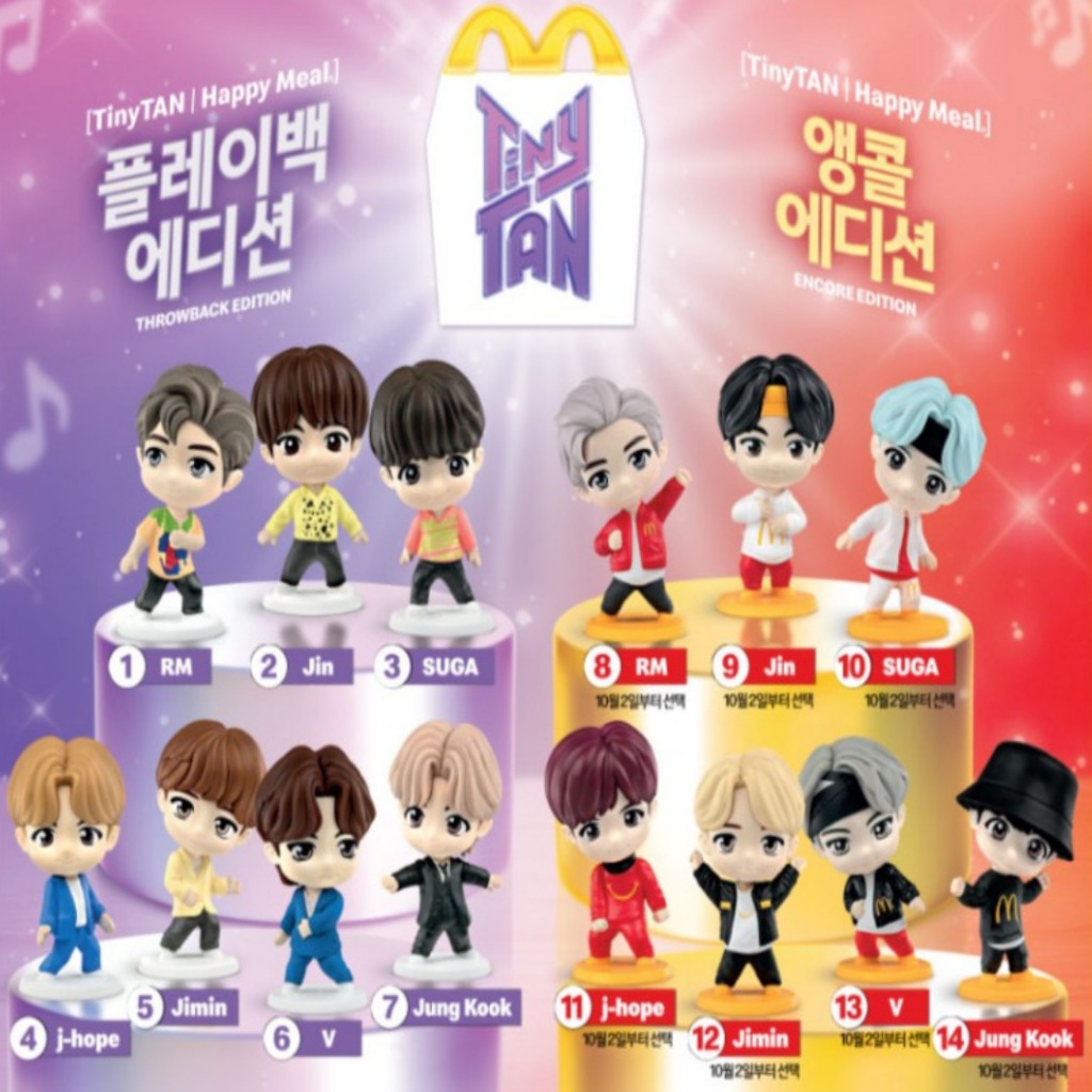 BTS Tiny Tan Throwback Edition 7体セットシール付 BTS McDonald's McDonalds Mcd Mekdi Happy Meal Toy X TinyTAN FULL