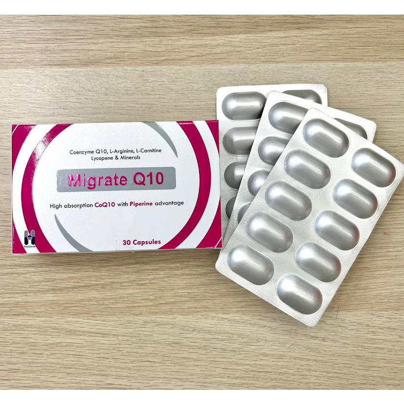 EXP 06/2027 Migrate Q10 Capsule 30's /Coenzyme Q10, Lycopene, L-Arginine,  Selenium & Zinc to reduce Oxidative Stress