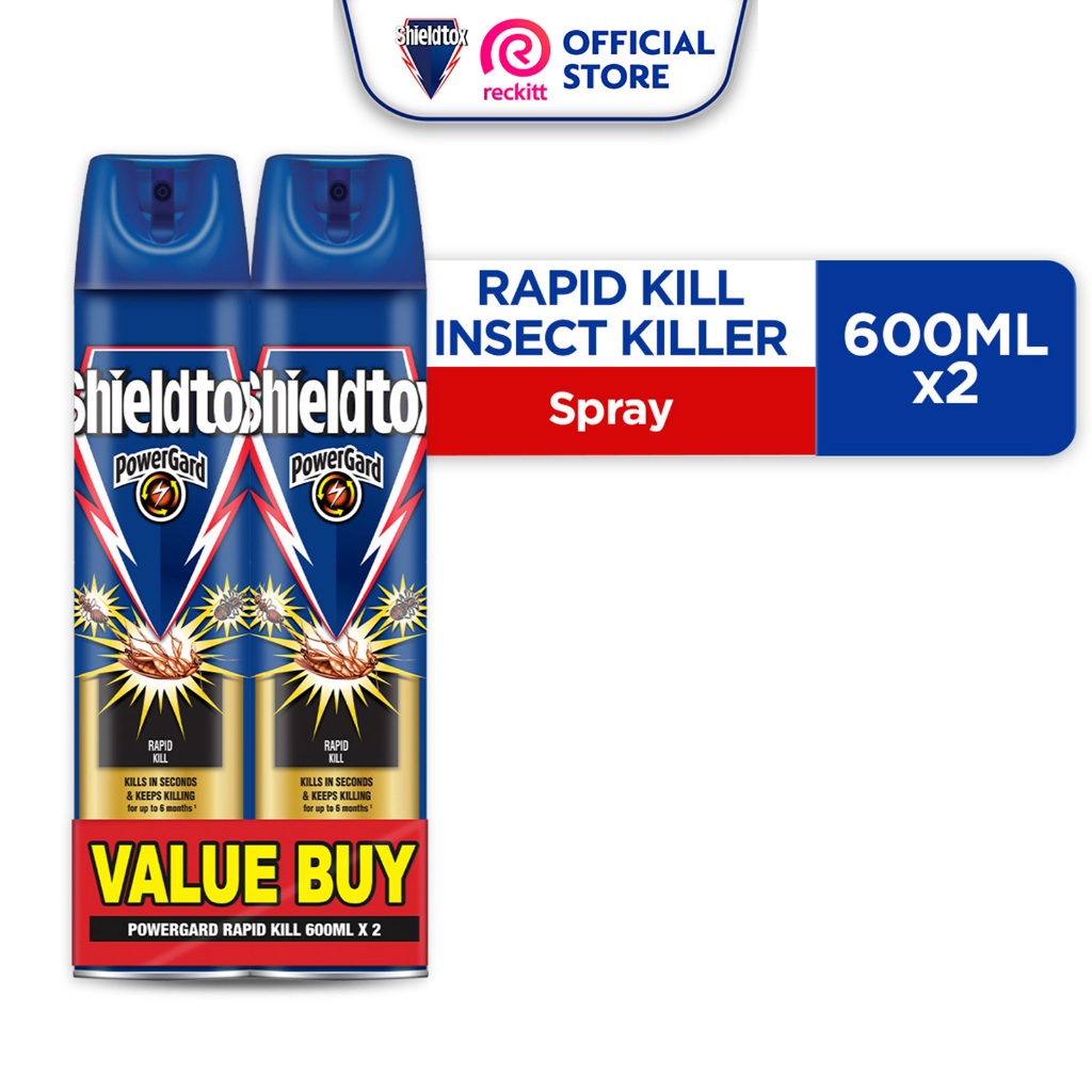 Shieldtox PowerGard Rapid Kill Insect Spray Twin Pack 600ML x 2 ...