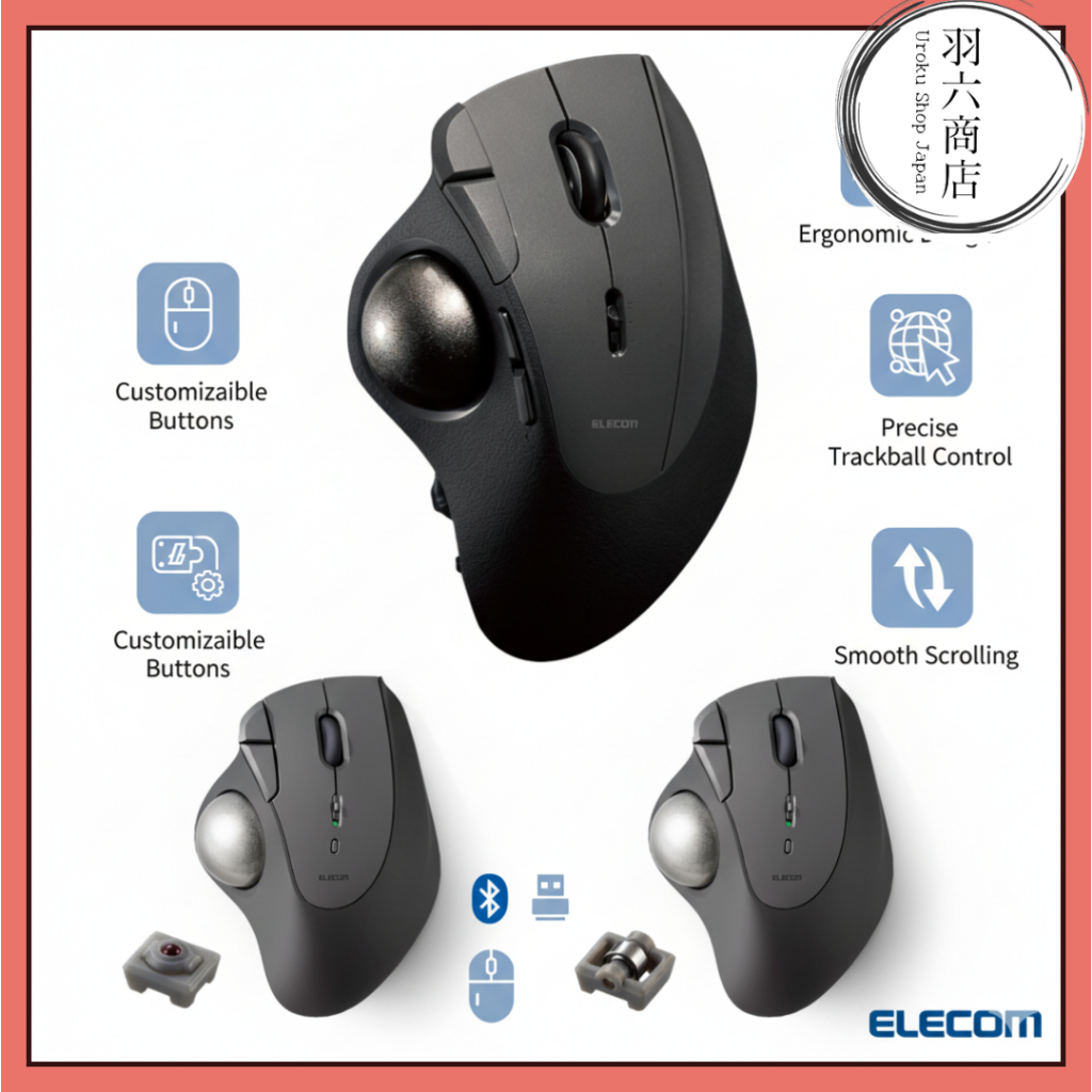 ELECOM IST PRO Trackball Mouse - Multi-Connectivity with Bluetooth, 2 ...