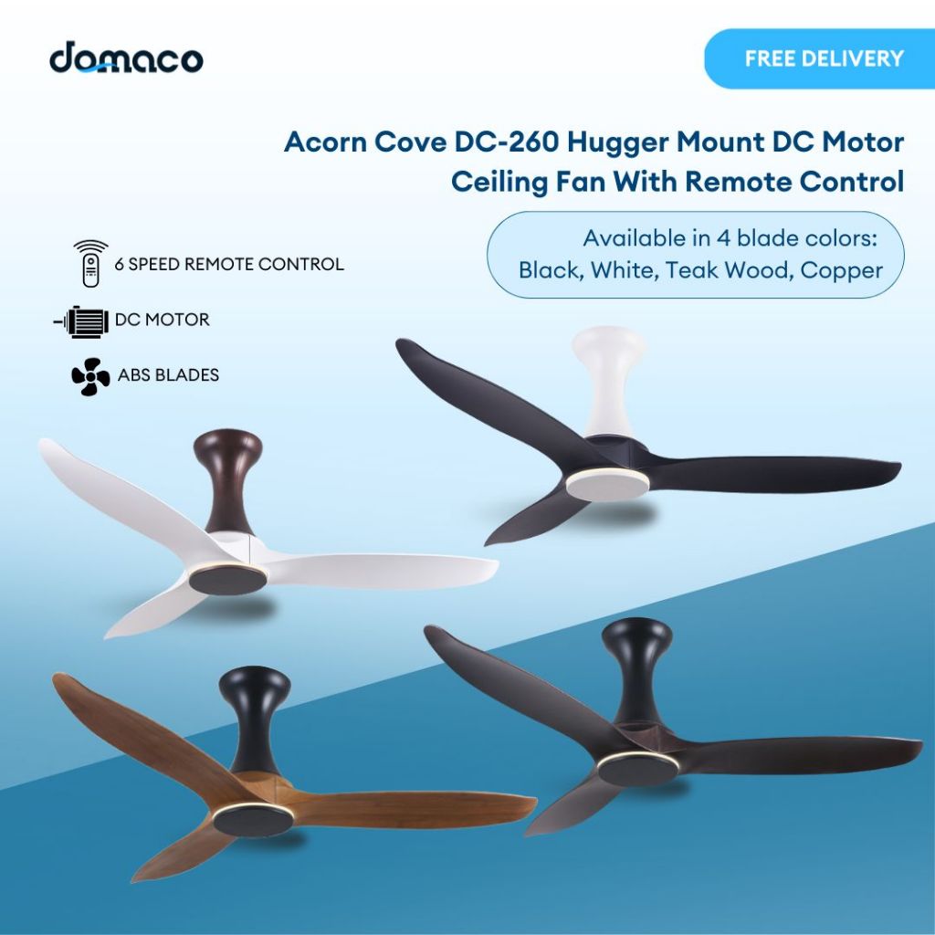 Acorn Cove DC-260 Hugger Mount DC Motor Ceiling Fan With Remote Control ...