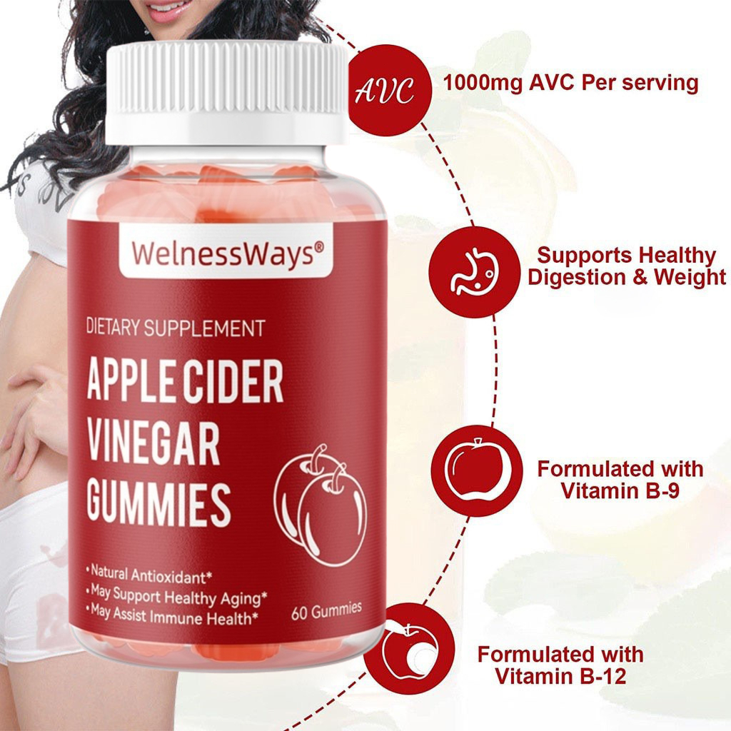 Apple Cider Vinegar Gummies-1000mg ACV with VitaminB12,60sWeight ...