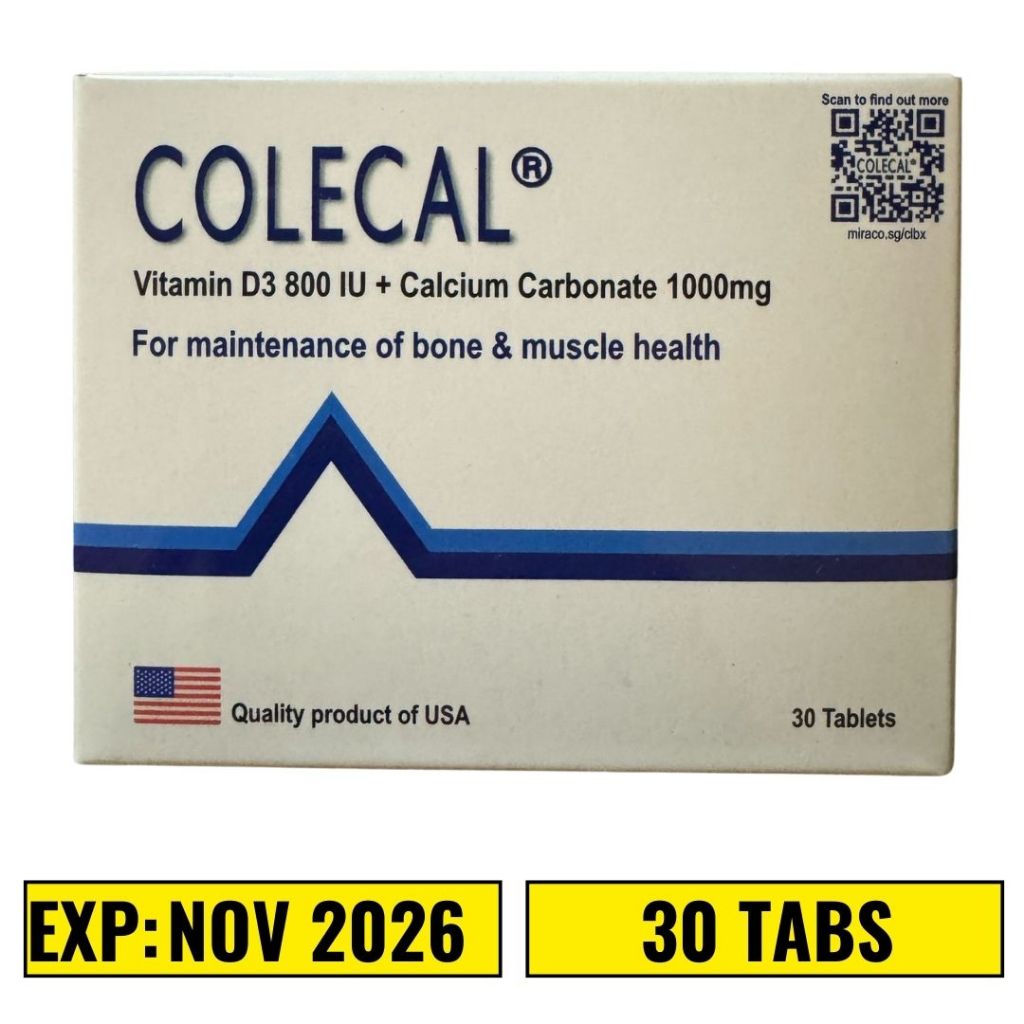 Colecal 30's Vitamin D3 800 IU + Calcium Carbonate 100mg for Bone and ...