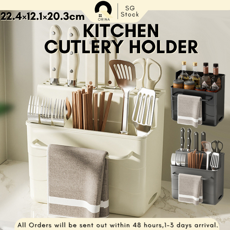 [SG] Kitchen Rack Knife Rack Cutlery Drainer Holder Chopstick Knife ...