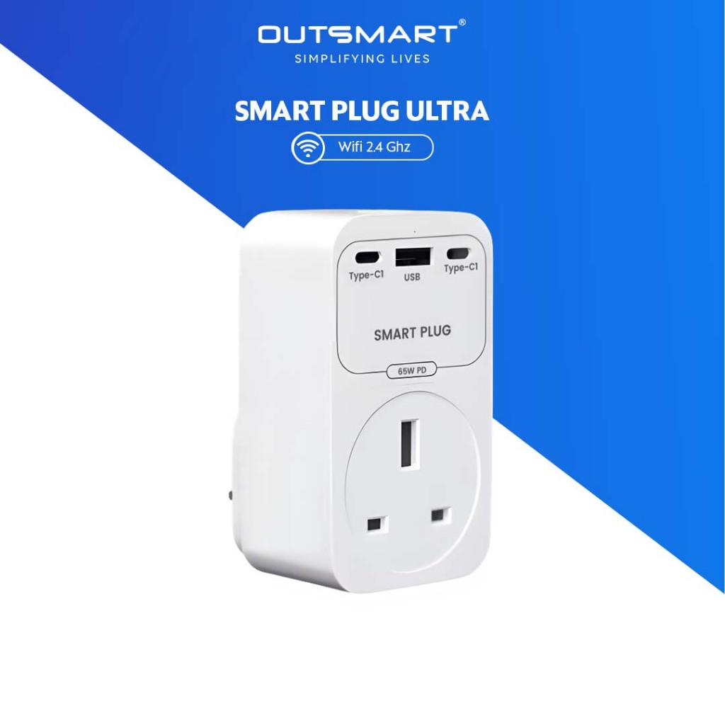 Outsmart WiFi Smart Plug Ultra K Type-C + USB, Fast Charging, Alexa ...