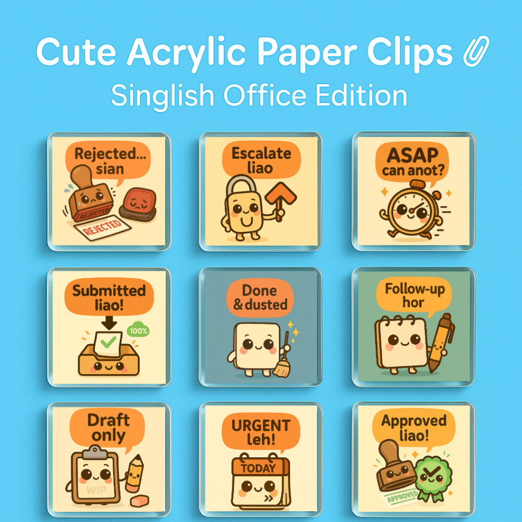 [SG Seller] Cute Acrylic Paper Clip | Singlish Office Binder Clip |Desk ...