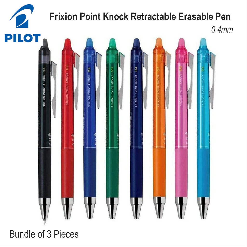 Pilot Frixion Point Knock Retractable Eraser Pen 0.4mm LFPK25S4 (Bundle ...