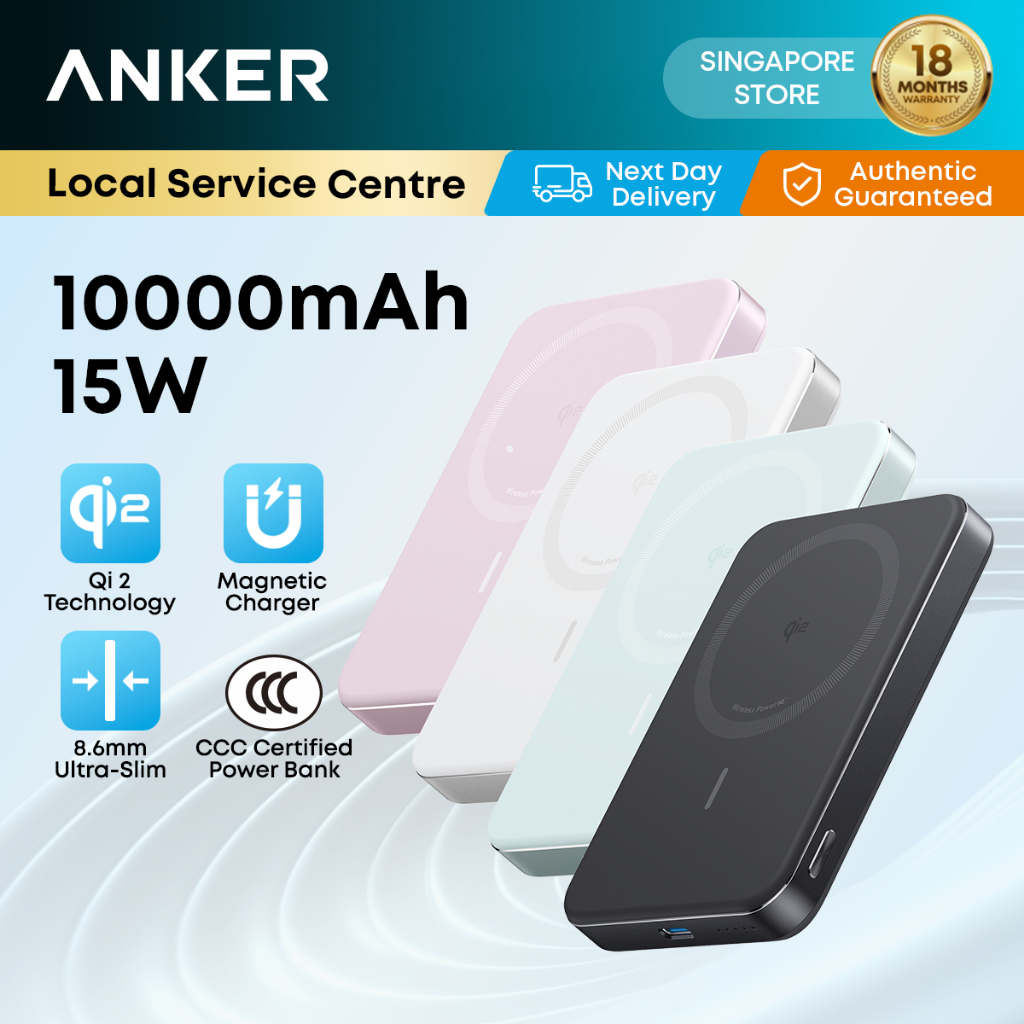 Anker MagGo CCC Power Bank 10000mAh 3C Power Bank Qi2 15W Magnetic