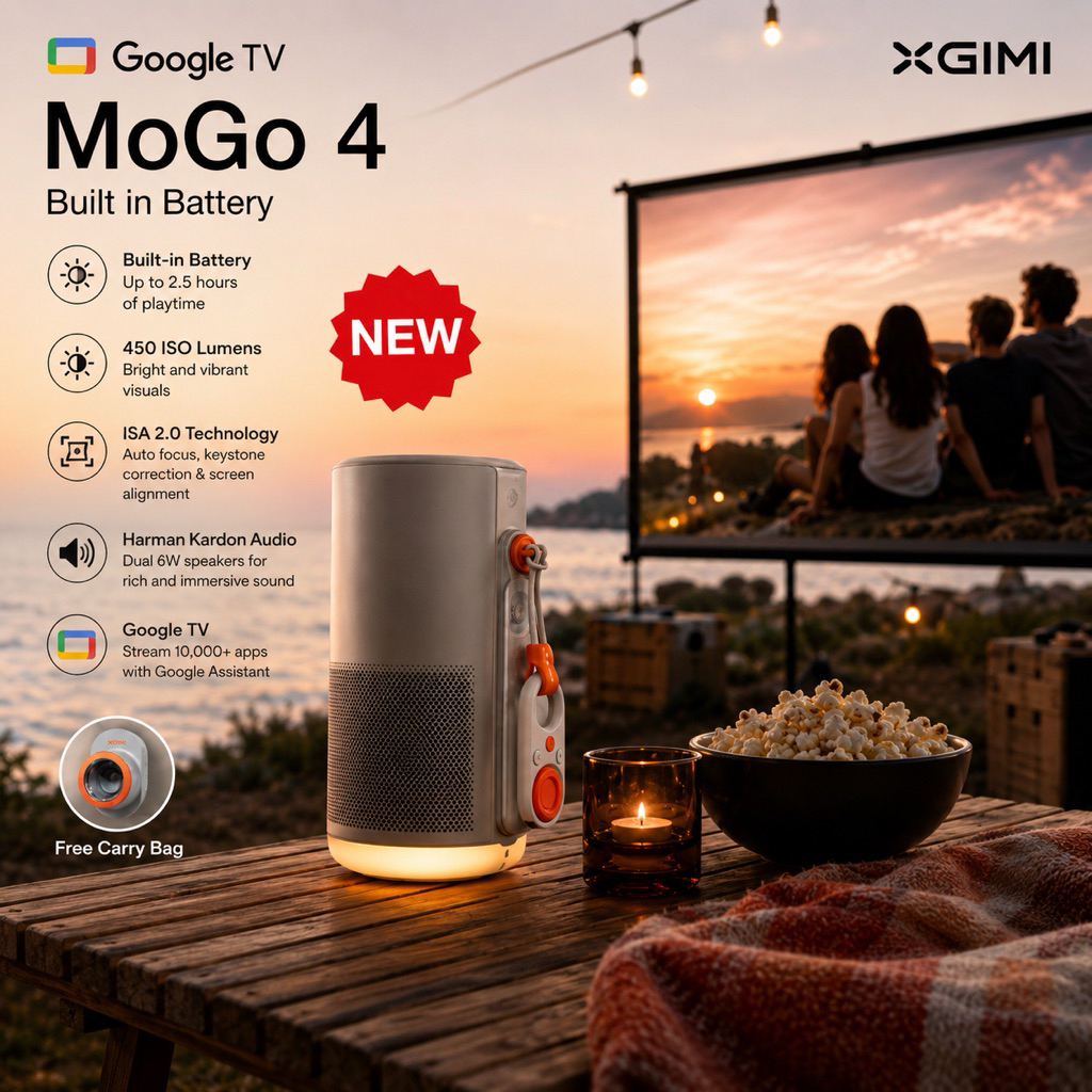 XGIMI MoGo 4 Portable Projector, Google TV with Licensed Netflix ...