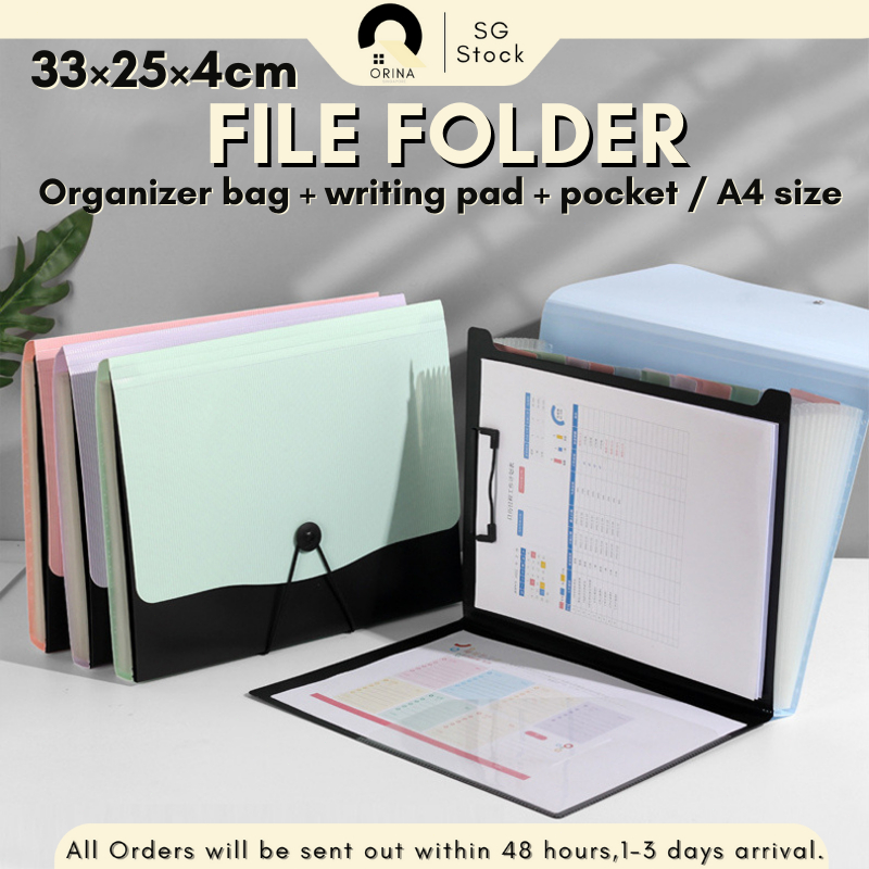 [SG] A4 File Folder Expanding File Case Portable Paper Storage Folder ...