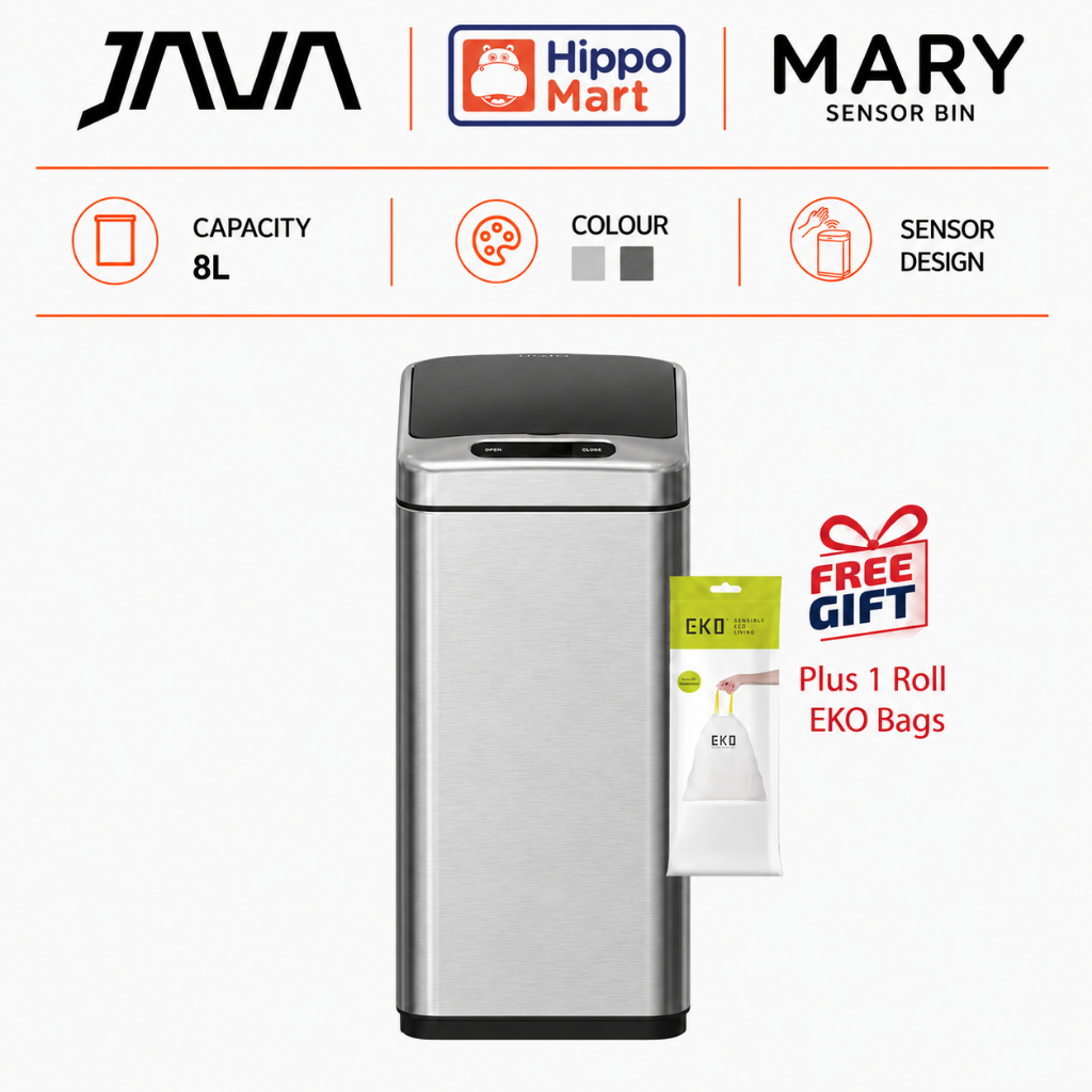 JAVA Dustbin | MARY | JH8823 | 8L | Sensor Slim | Soft Closing | Trash ...