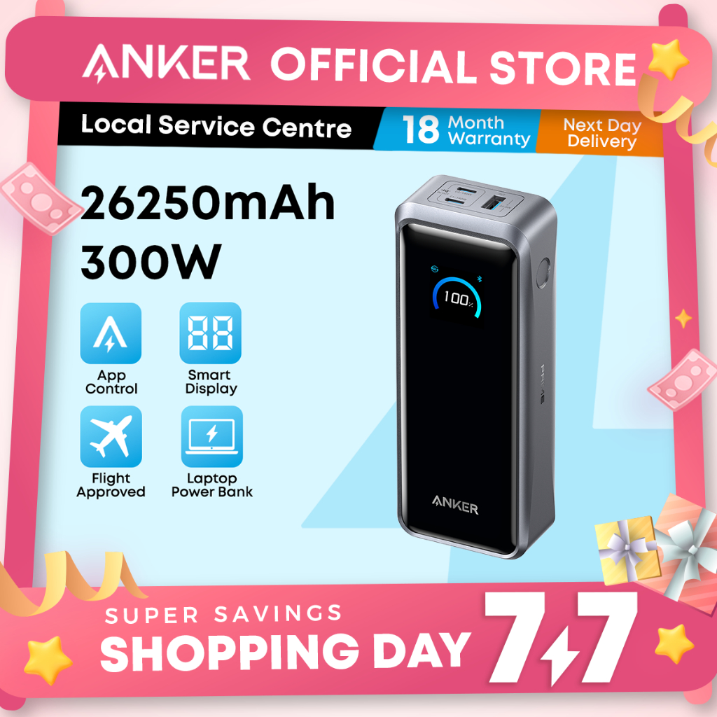 Anker Prime Power Bank 26250mAh 3-Port 300W Portable Charger