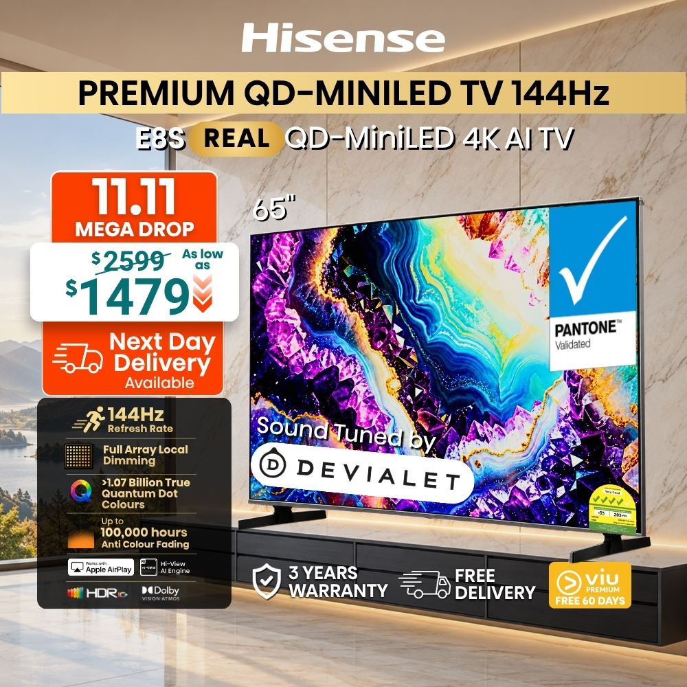 Hisense REAL QD-MiniLED 4K AI TV E8S 65 inch | Devialet-Tuned Sound ...