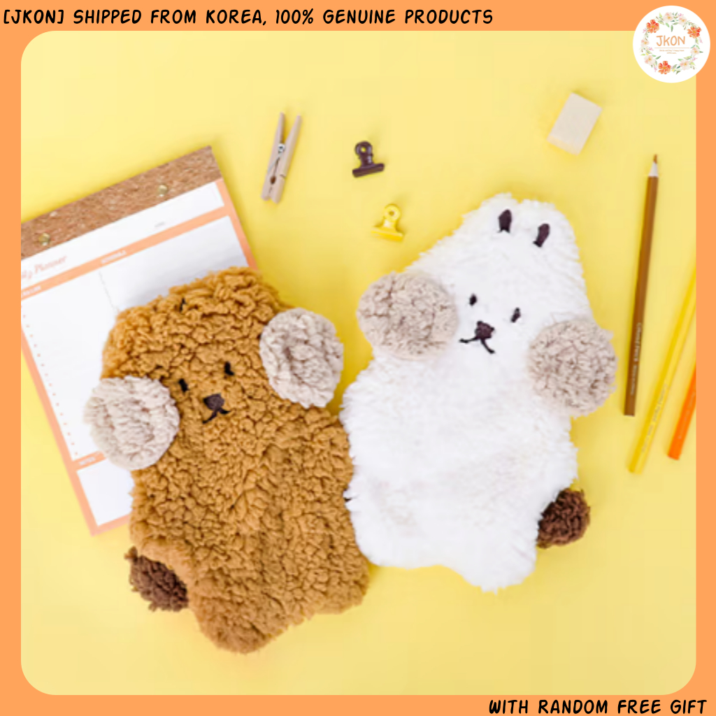 Daiso Puffy Cheek Animal Pouch – Brown Bear / Ivory Rabbit (15 × 26cm ...