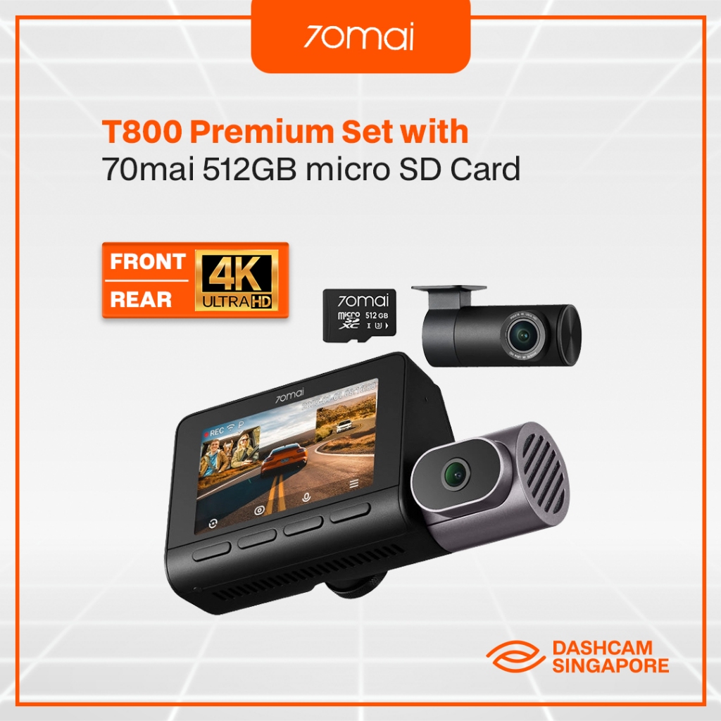 NEW!] 70mai T800 Premium Set | Front and Rear 4K Dashcam