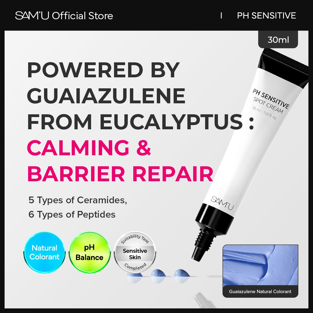 SAM'U PH Sensitive Spot Cream – Redness Reducing Blue Cream with