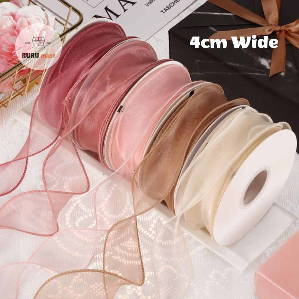 RURUMART | 4cm Wide Fish Tail Ribbon/7M Long Roll/Organza Translucent ...