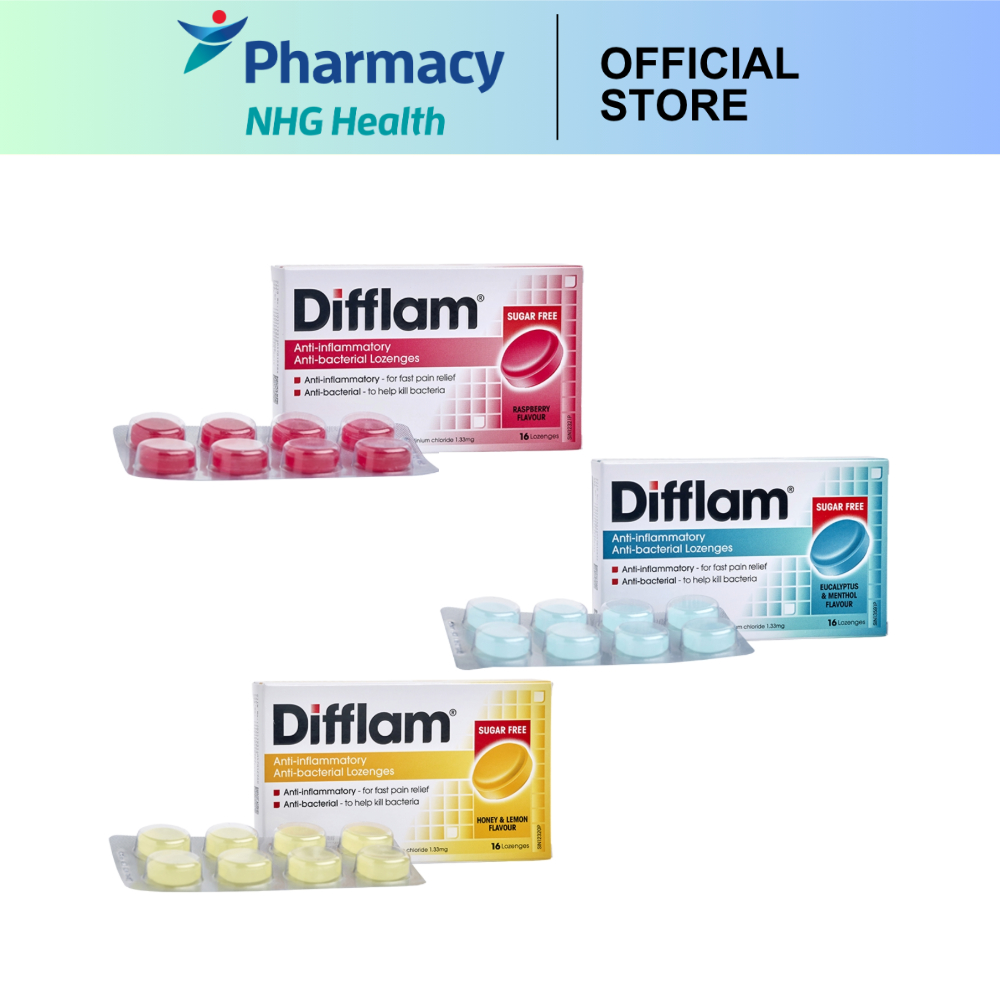 Difflam Anti-Bacterial Lozenge Honey & Lemon 16s / Eucalyptus & Menthol ...
