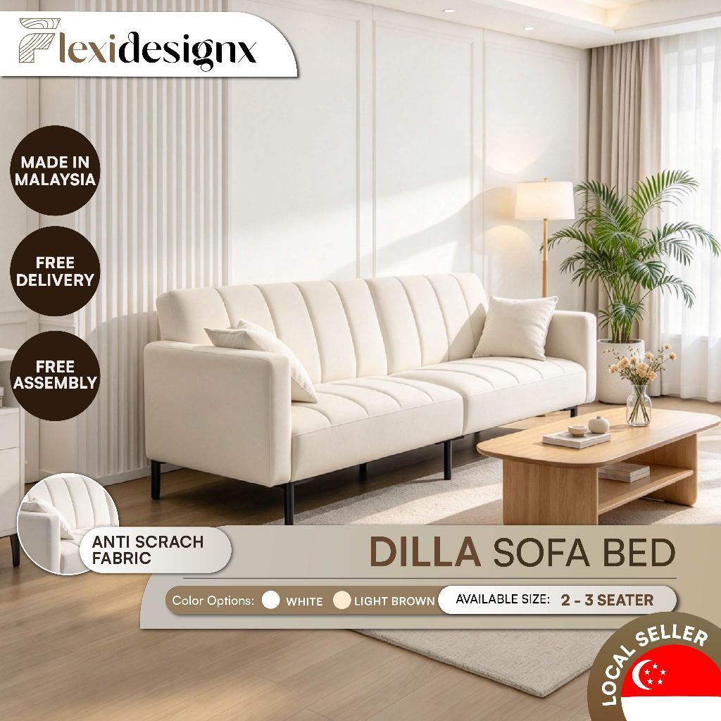 Flexidesignx DILLA Sofa Bed Brown Color Anti Cat Scratch, Easy Clean ...