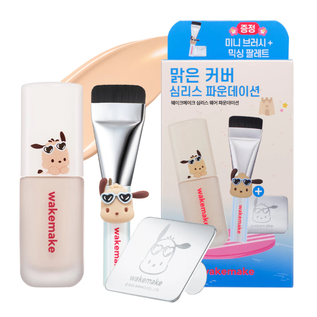 WAKEMAKE Seamless Wear Foundation 30ml 6 Colors +Brush + Mixing Palette ...