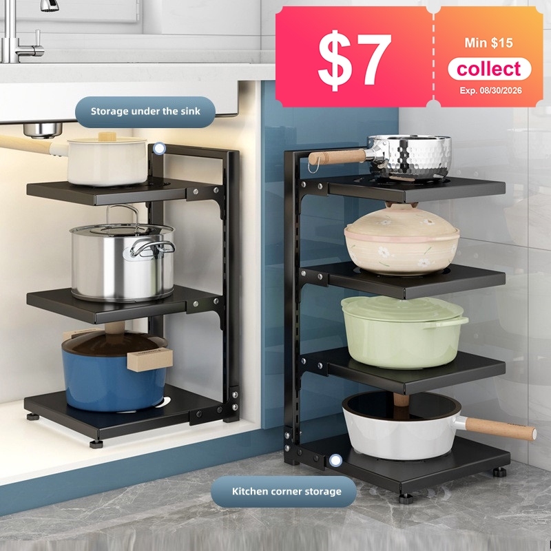 [Buy 1 Save $7]2-4 Tiers Adjustable Pot Rack Pot Holder Pan Organizer ...
