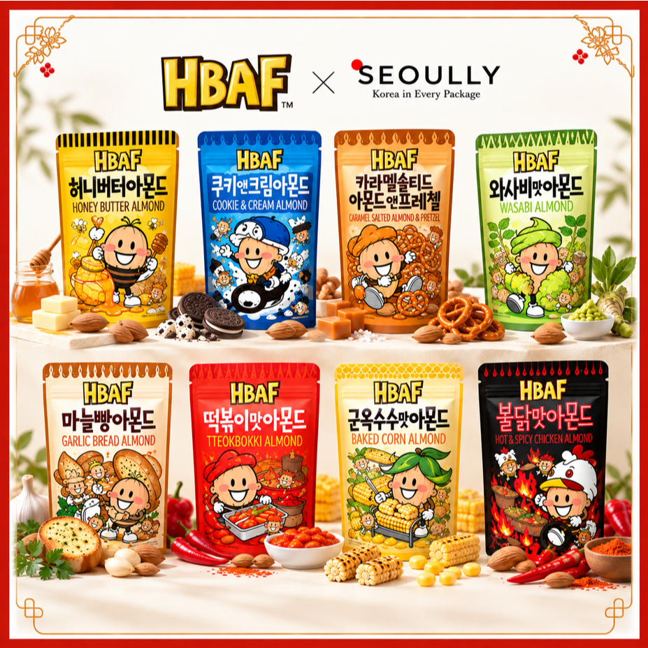 【HBAF】Korean Almond Snack 8 Flavors 120g/190g Crunchy Nuts Korean Snack ...