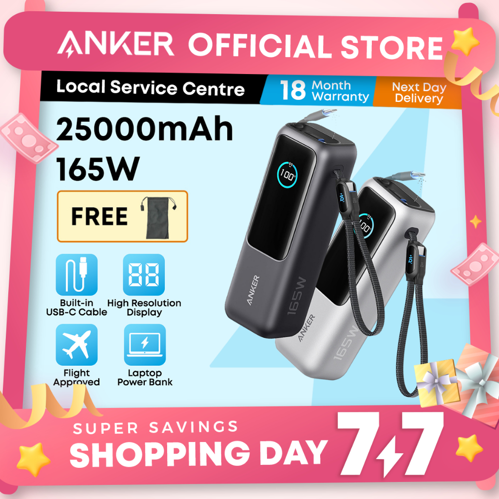 Anker Laptop Power Bank 25000mAh 165W Fast Charging Built-in Dual