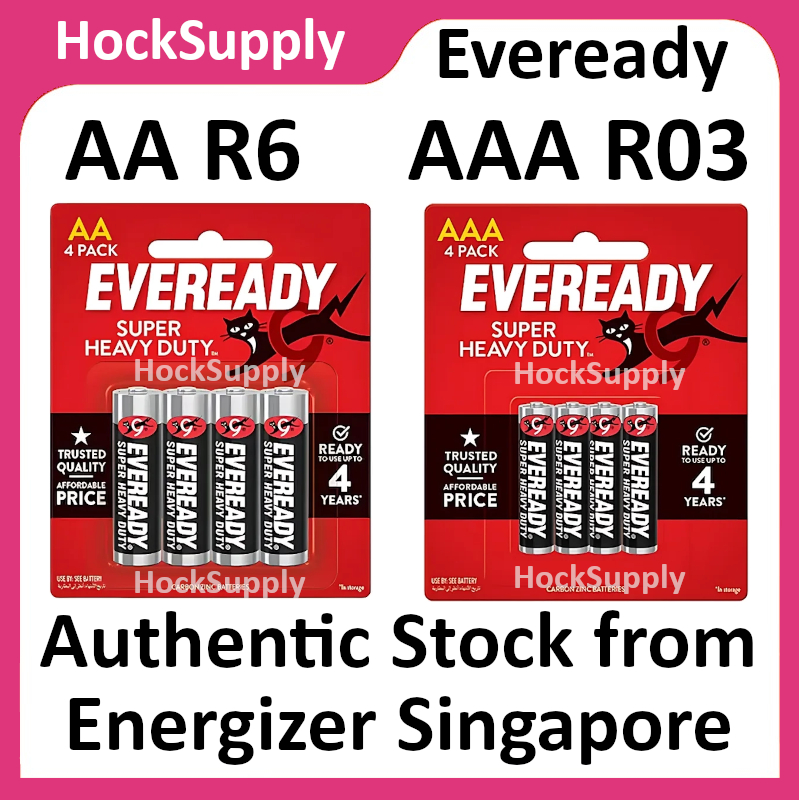 Eveready AA / AAA Super Heavy Duty Battery 1.5V, R6 / R03 (4pcs/card ...