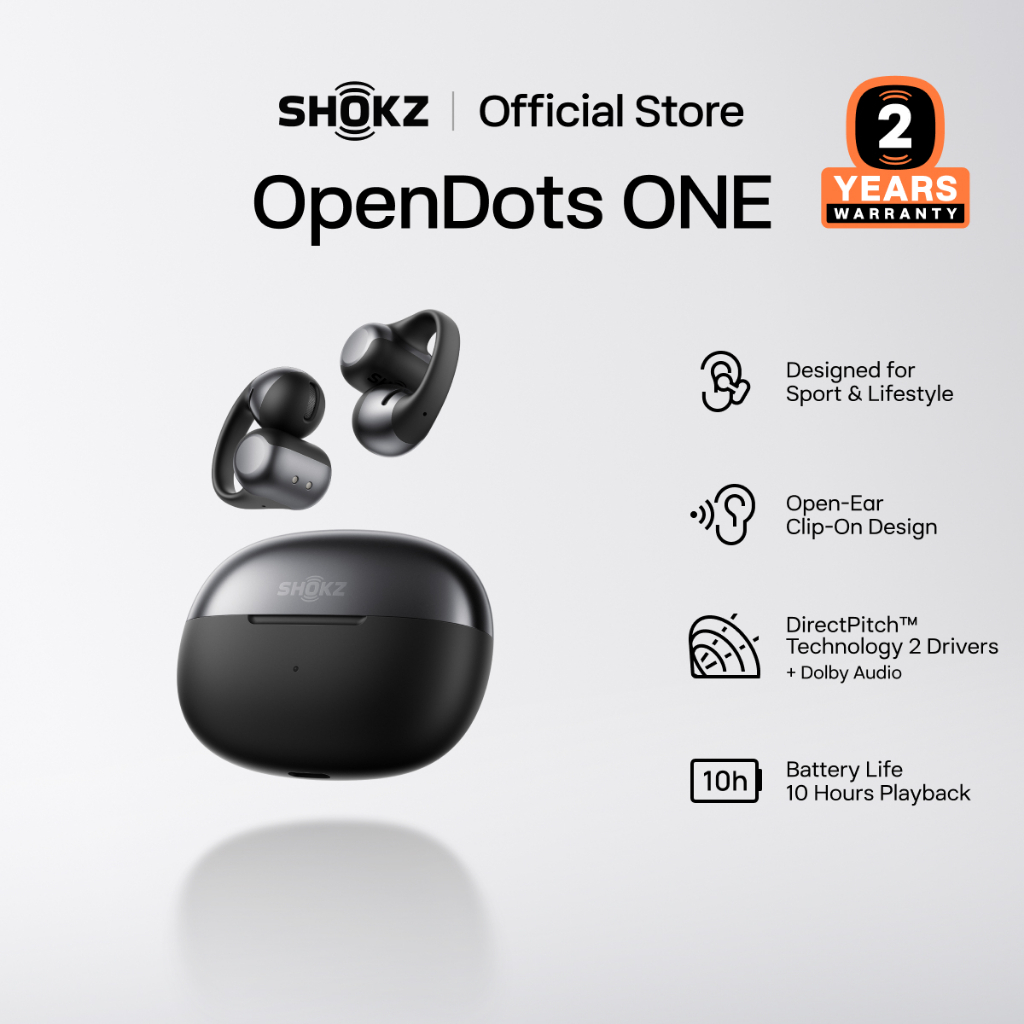 SHOKZ OpenDots ONE E310 | Titanium Ring Ear Clip, Open-Ear
