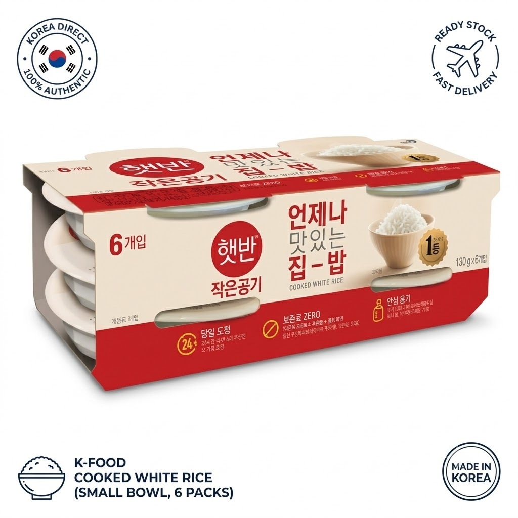 [Korea] CJ Hetbahn Cooked White Rice 130g x 6 | Korean Instant Rice ...