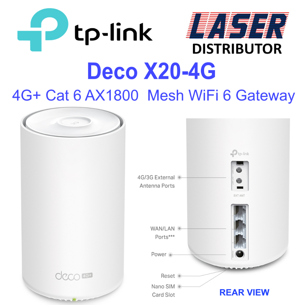Tp-Link Deco X20-4G 4G+ AX1800 Whole Home Mesh WiFi 6 Router Sim Router ...