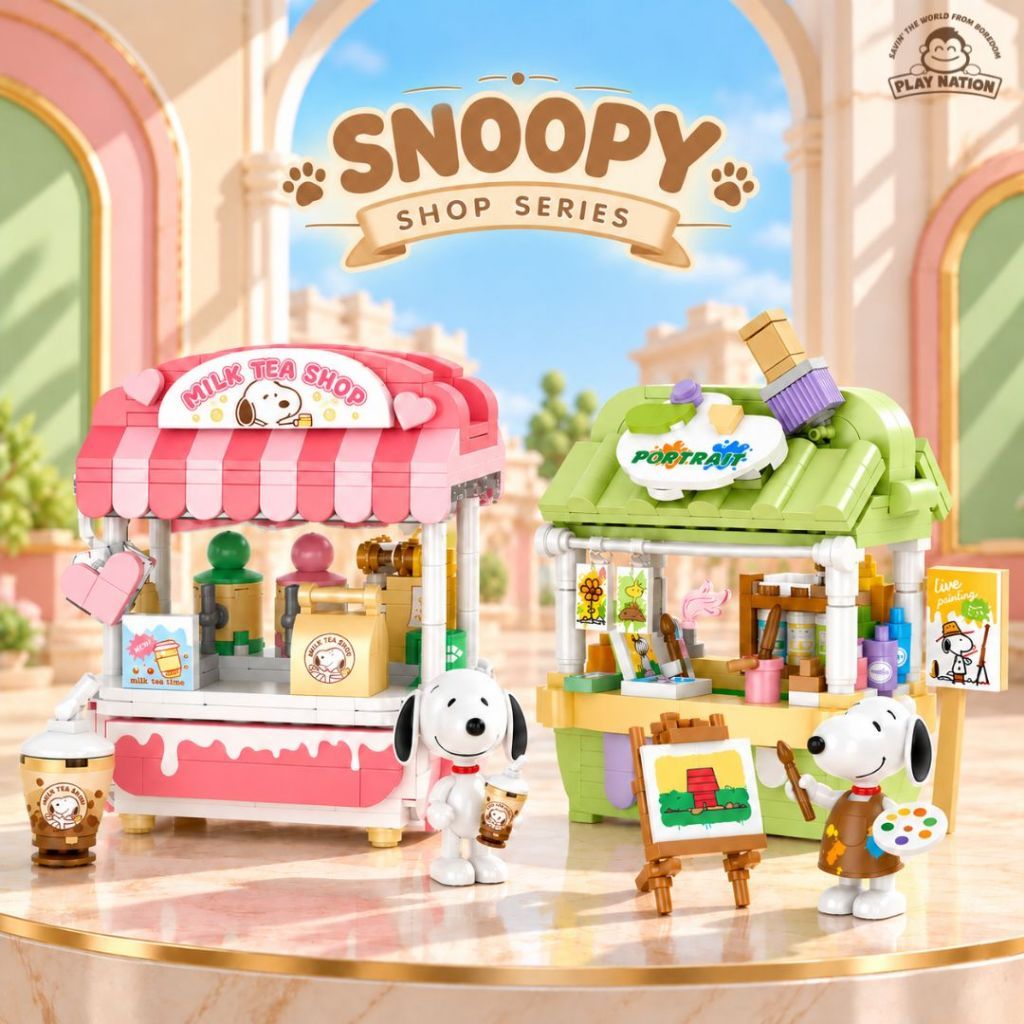 PEANUTS Snoopy Building Blocks Shop Series | Milk Tea / Art Shop | Mini ...