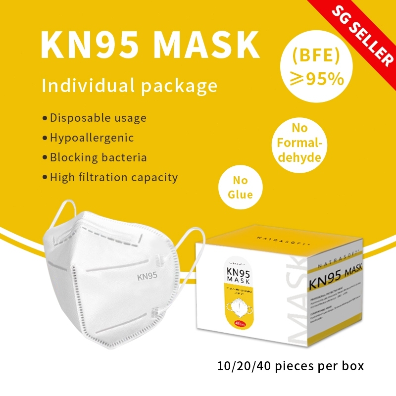 Natrasoft 10Pcs KN95 Face Mask 95% PFE 5 Ply 3D Design Individually ...