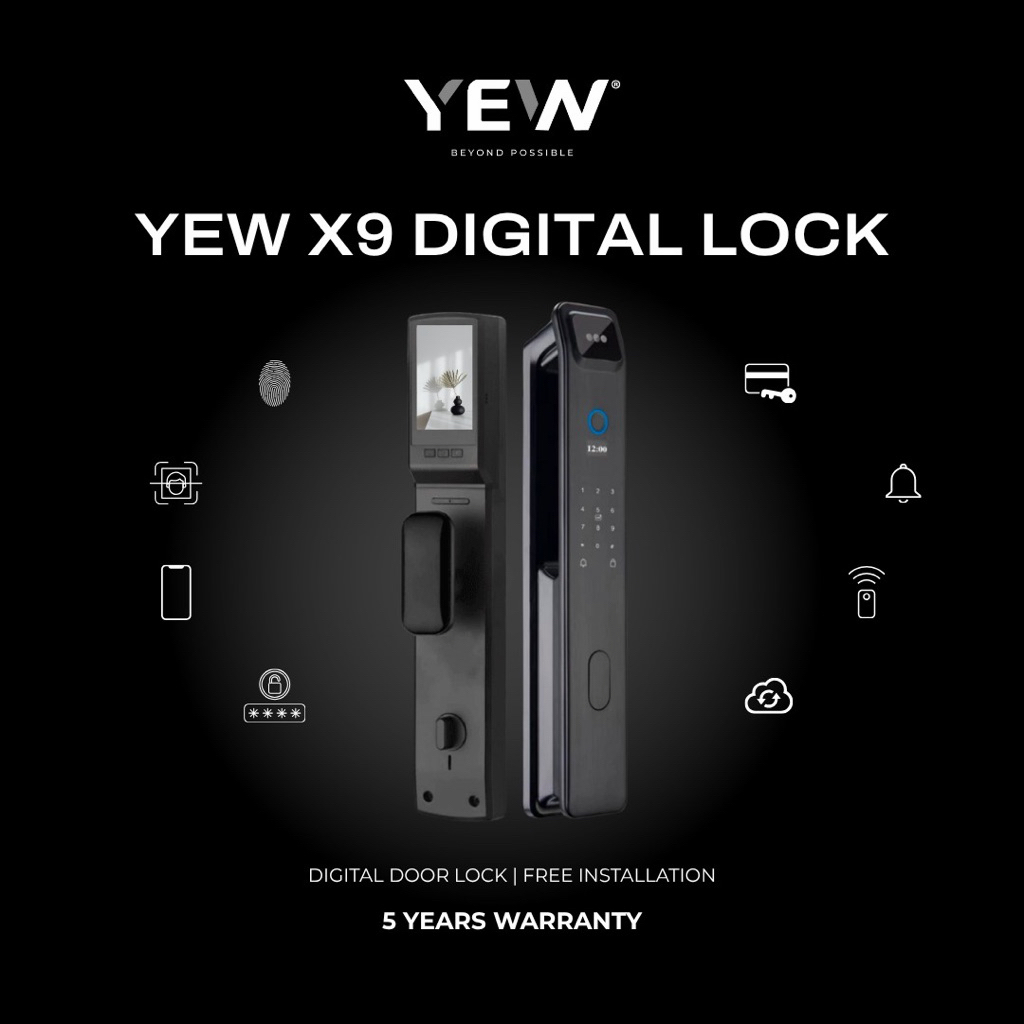 FREE Installation | Yew X9 Slim Version Facial Recogniton Door Digital ...