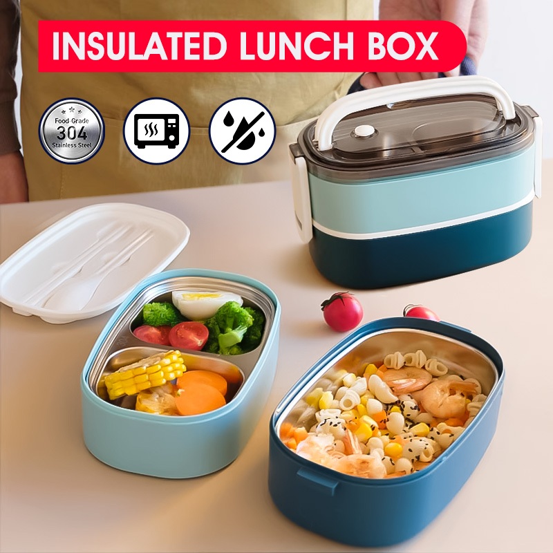 HXR Portable Lunch Box New 3-layer Bento Box 304 Stainless Steel ...