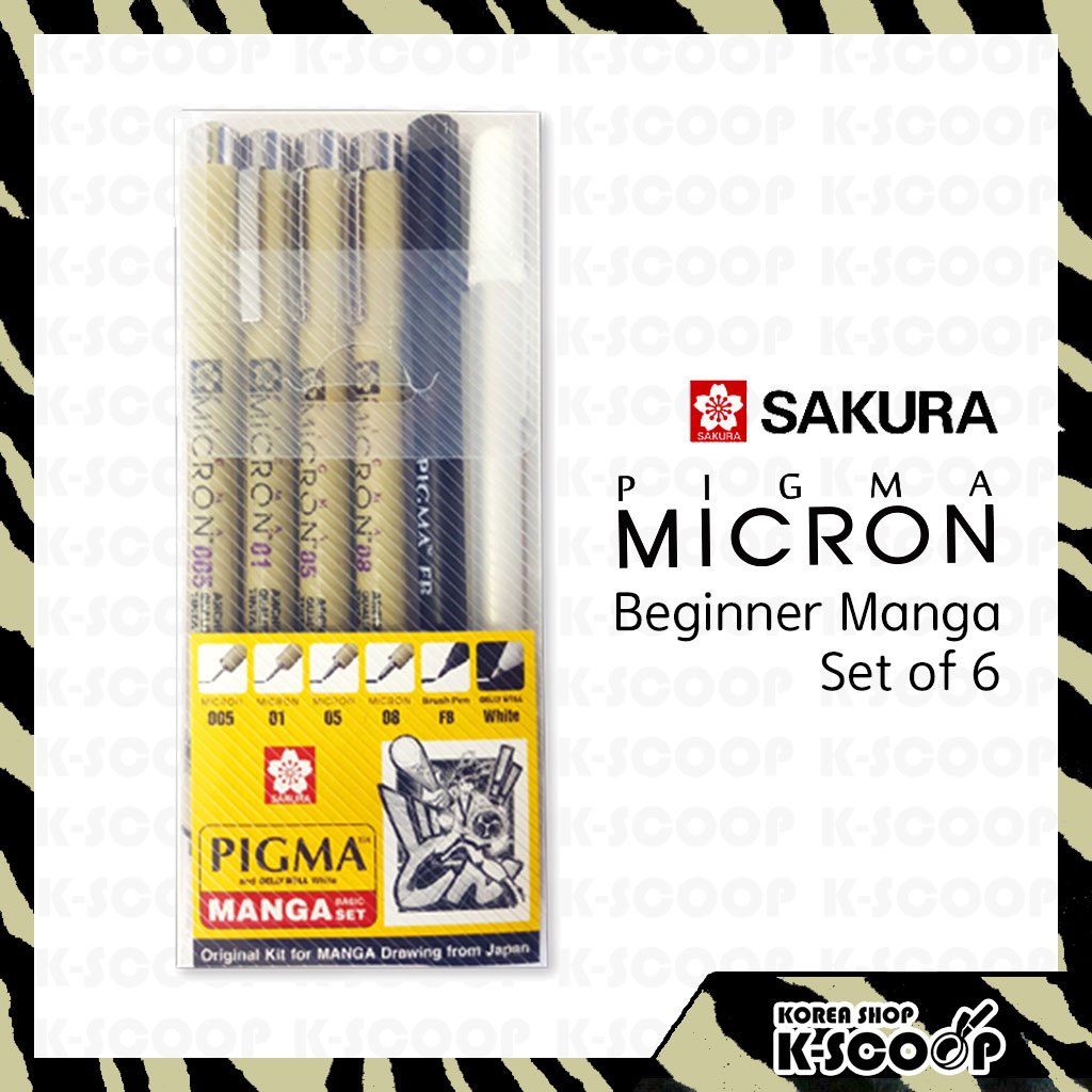 SAKURA Pigma Micron Pigment Ink Pen Manga Set of 6 - For Beginners ...