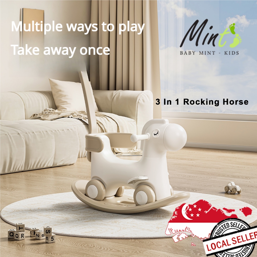 INSTOCK - 3 in 1 Baby Rocking Horse Kids Toy Riding Horse With Wheels ...