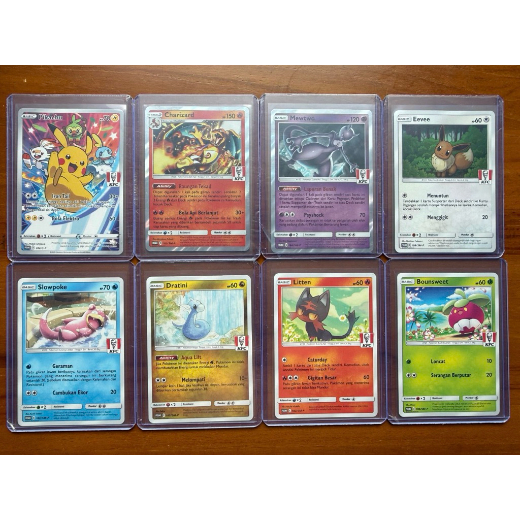 Pokemon KFC PROMO Card Set of 8 Stamped, Indonesia Exclusive