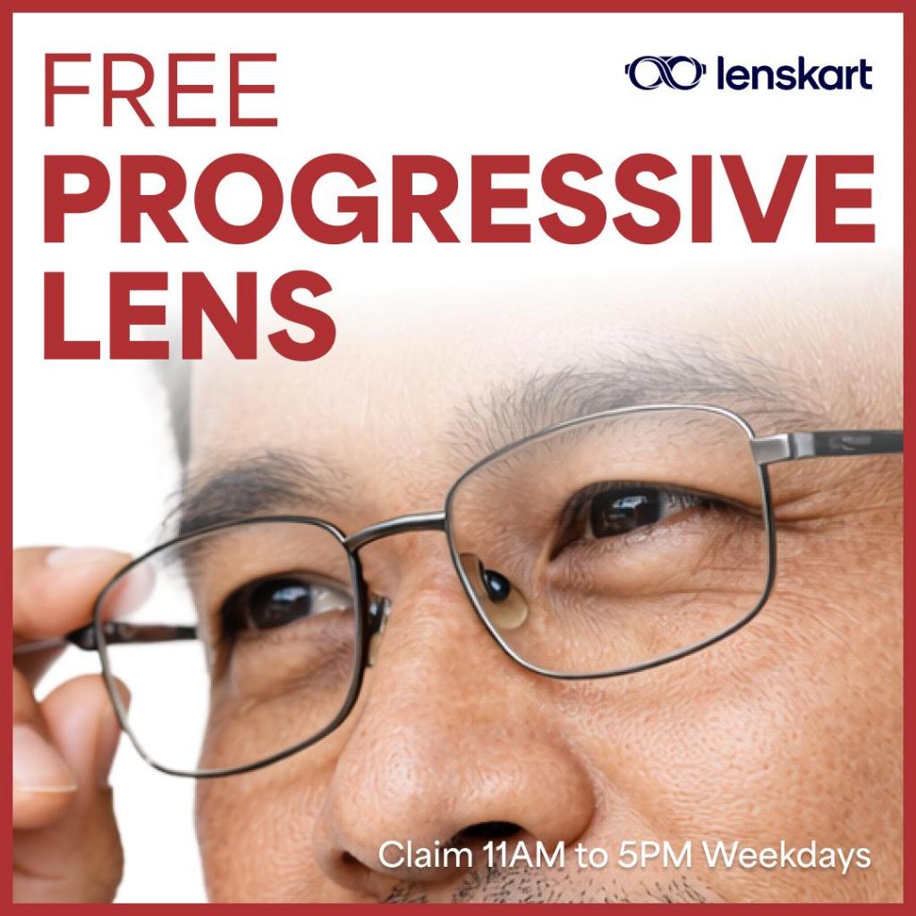 FREE Progressive Lens + $100 Frame + Eye Test + 45 Day Lens Exchange ...