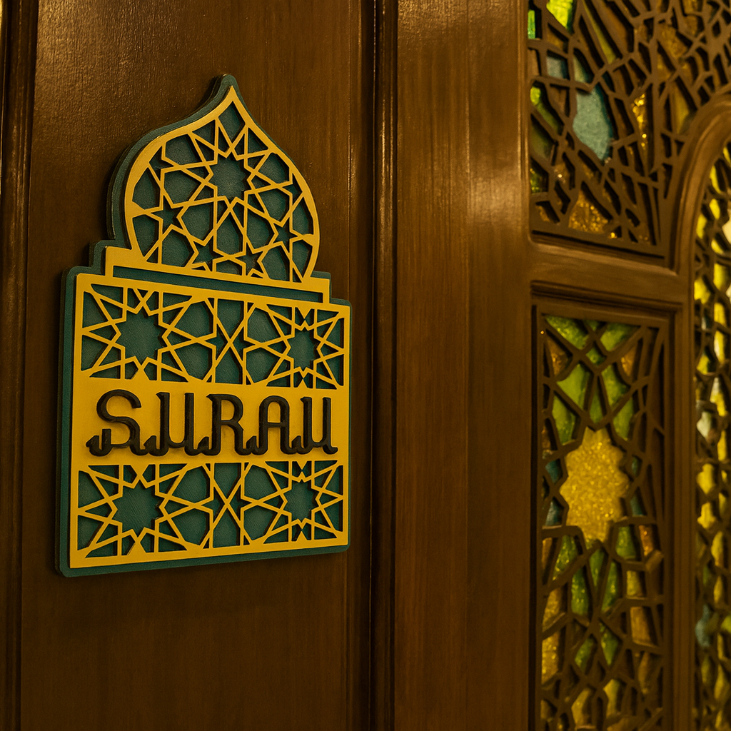Laser Ukir Studio Papan Tanda Surau Indoor Sign Wood Signage Prayer ...