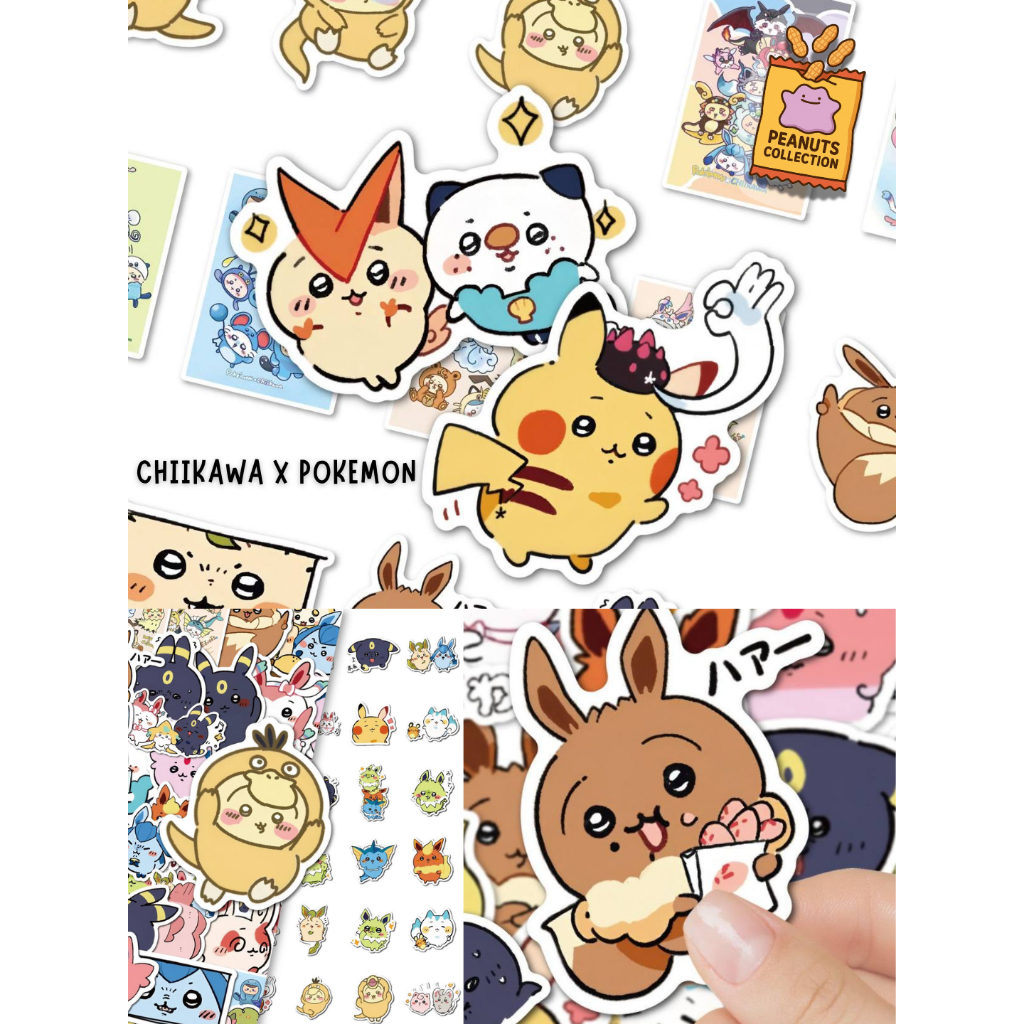 Chiikawa x Pokémon Stickers | Cute Kawaii Sticker Pack | Pikachu Eevee ...