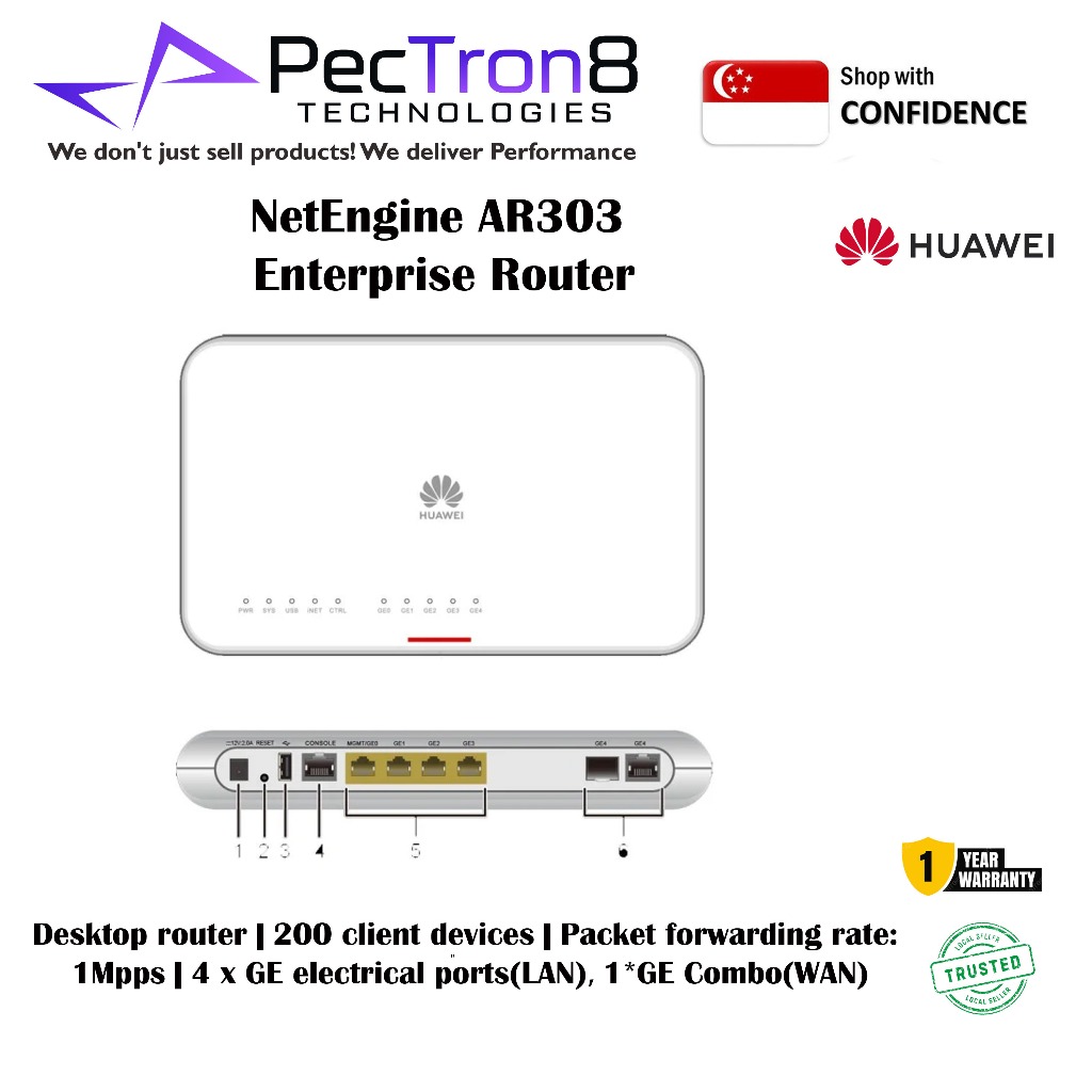 AR303 - Desktop router | 200 client devices | Packet forwarding rate ...