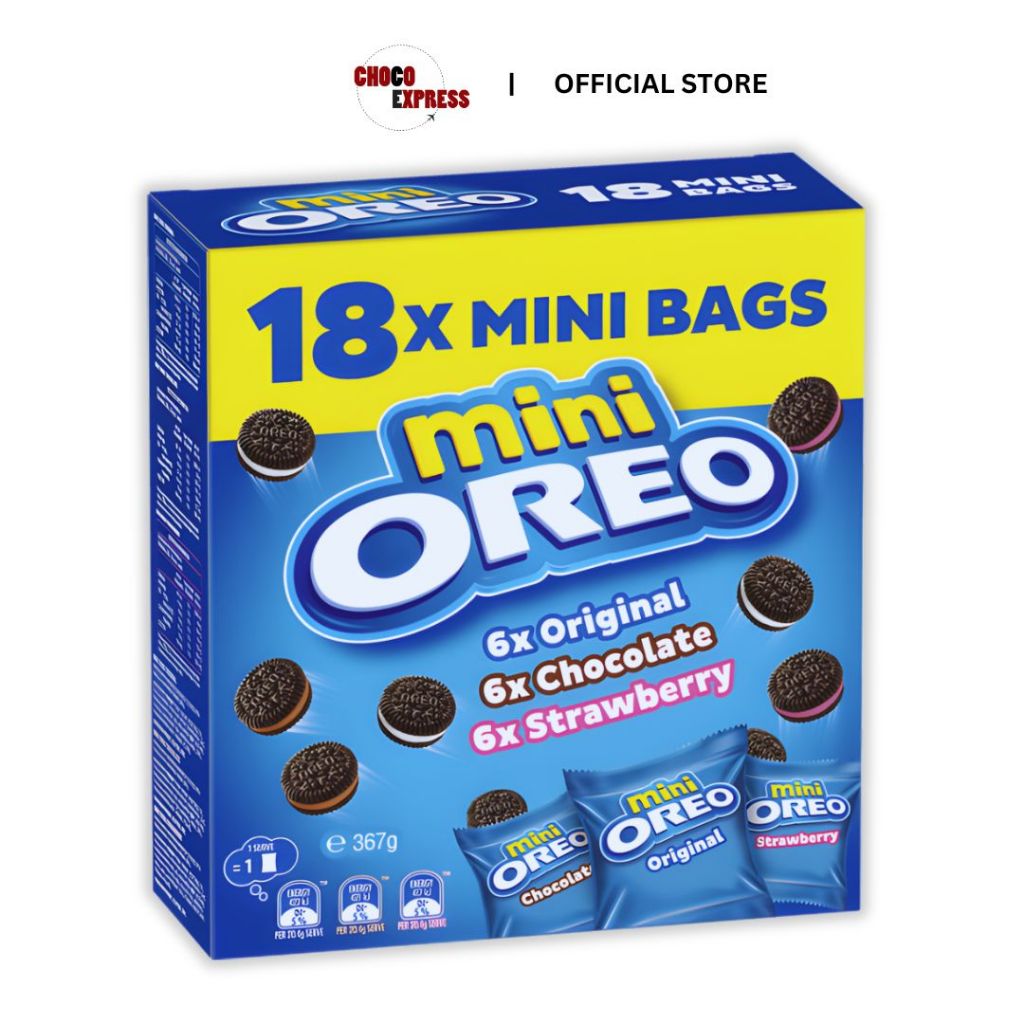 Oreo Mini Cookies: Mix Box 18 Packs (Original, Chocolate & Strawberry ...