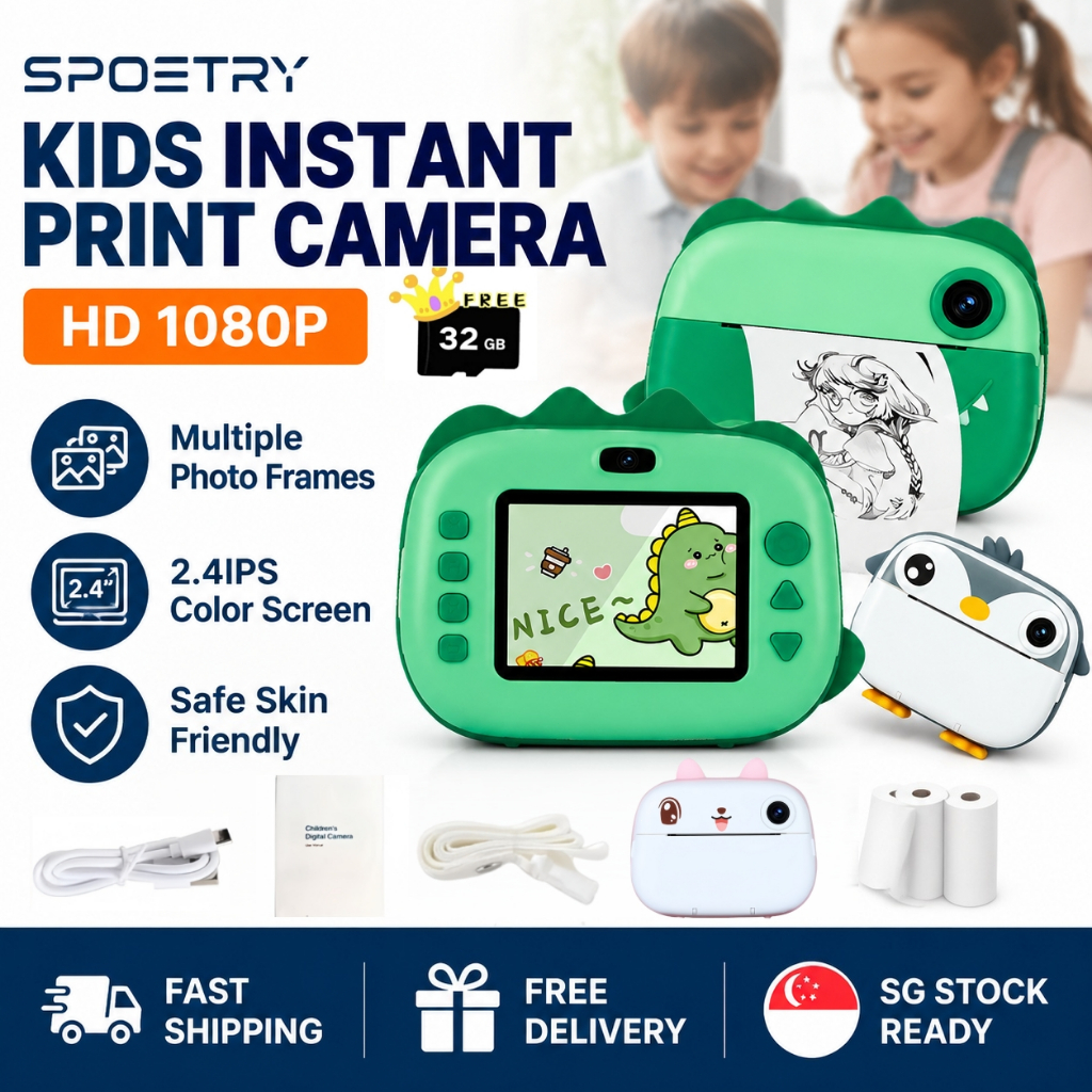 【SG SELLER】Instant Camera Kids Print Camera for Kids Videos Print ...
