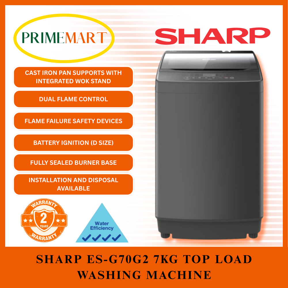 SHARP ES-G70G2 7KG TOP LOAD WASHING MACHINE (4 TICKS) + 2 YEARS SHARP ...
