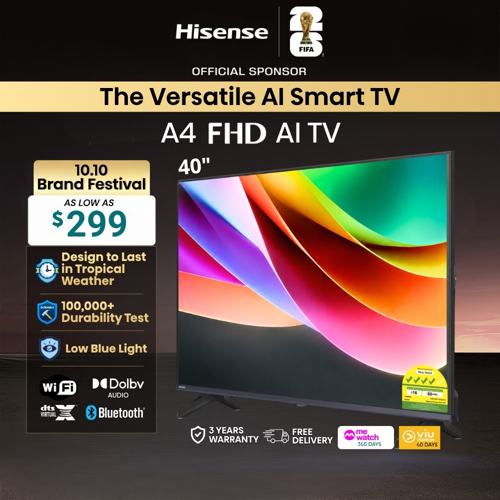 Hisense A4 40 inch AI TV | FHD | Natural Colour Enhancer | Dolby