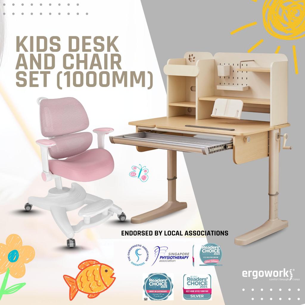 Impact x Ergoworks Ergonomic Study Desk And Chair Set, 1000mm (Desk ...