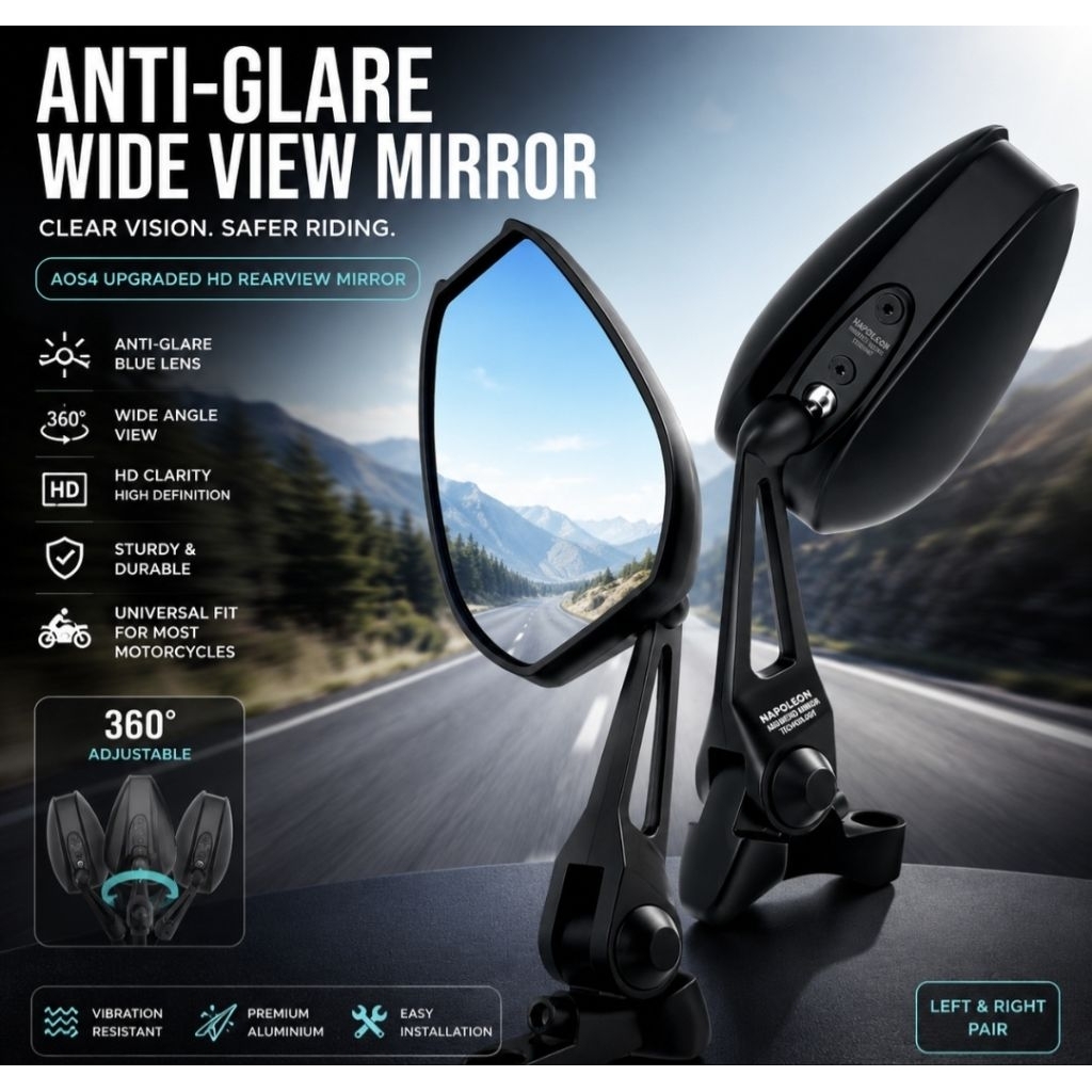 Napoleon Motorcycle Mirror Anti Glare Wide Angle Nmax Xmax XSR155