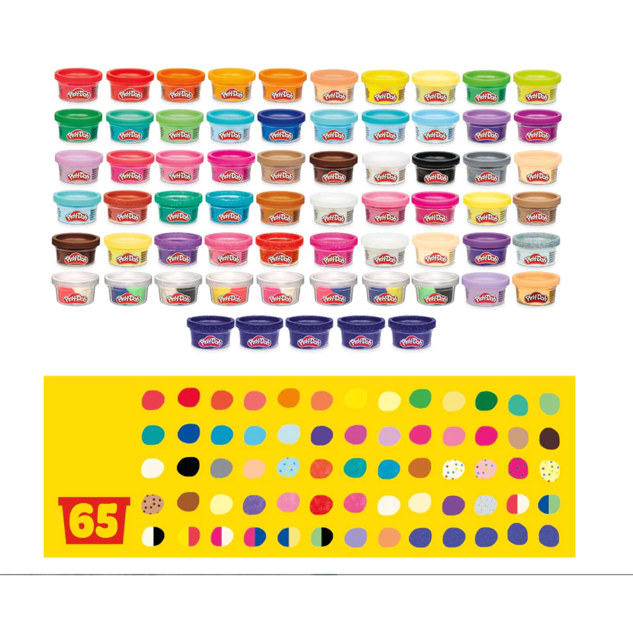 Play-Doh 65 Pack Modeling Compound - 65 cans with 60 different colors including classic, confetti, sparkle and color burst varieties