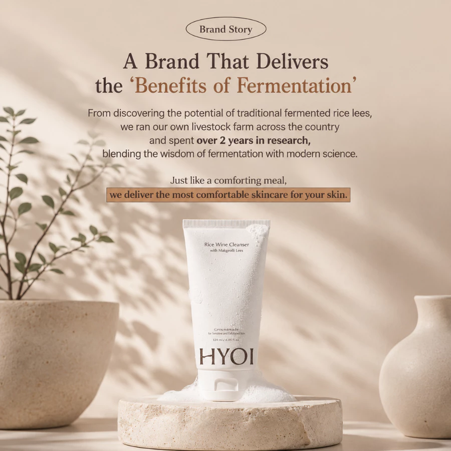 HYOI fermented rice lees facial cleanser benefits